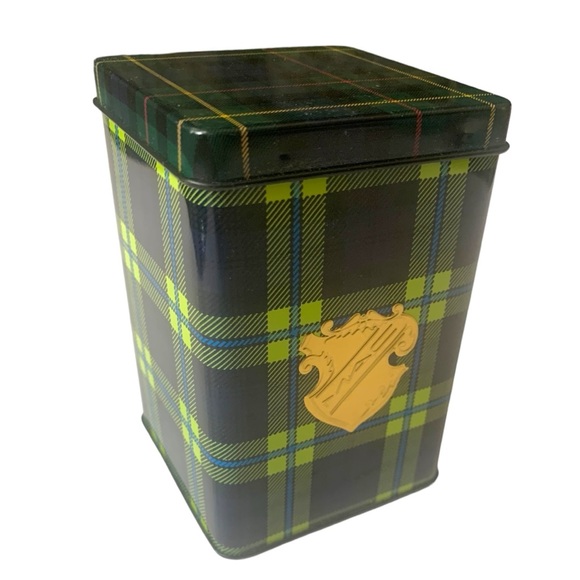 VTG MAC Makeup Tartan Plaid Gold Emblem Metal Storage Tin Container Empty - Picture 6 of 10